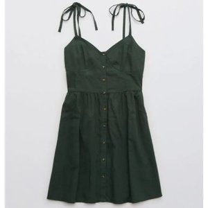 ***ISO Aerie Linen Corset Dress in Sycamore/Green